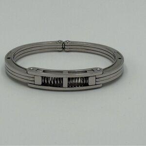 Stainless Steel Handcuff Bracelet with Spring Detail